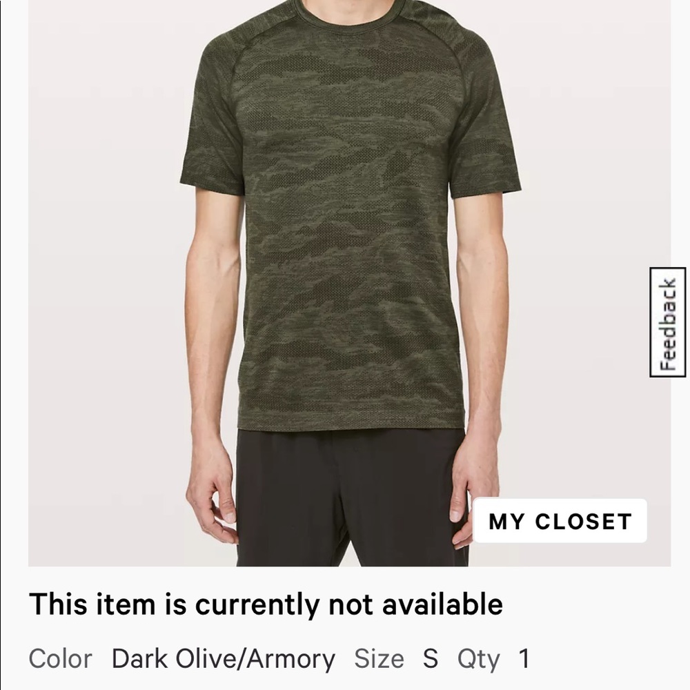 Lululemon mens metal vent tech size S dark olive armory
